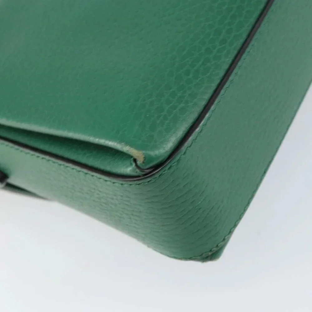 GUCCI Interlocking G Chain Shoulder Bag Leather Green Gold 607720 Auth 158806 - Picture 5 of 16